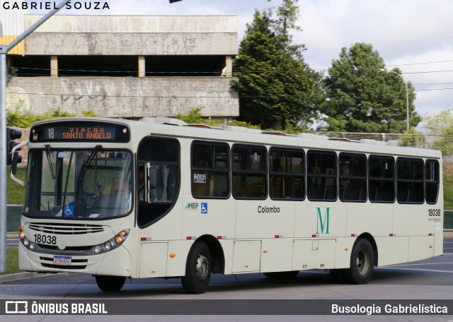 Viação Santo Ângelo 18038 na cidade de Curitiba, Paraná, Brasil, por Busologia Gabrielística. Número da foto: #12678829.