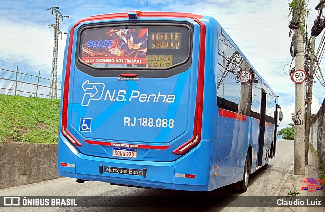 Viação Nossa Senhora da Penha RJ 188.088 na cidade de Rio de Janeiro, Rio de Janeiro, Brasil, por Claudio Luiz. Número da foto: #12683555.