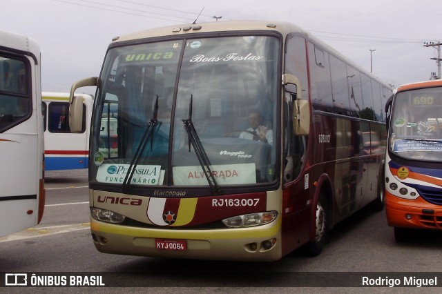 Transportes Única Petrópolis RJ 163.007 na cidade de Rio de Janeiro, Rio de Janeiro, Brasil, por Rodrigo Miguel. Número da foto: #12683159.