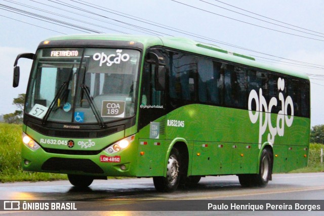 Opção Fretamento e Turismo RJ 632.045 na cidade de Campos dos Goytacazes, Rio de Janeiro, Brasil, por Paulo Henrique Pereira Borges. Número da foto: #12686814.
