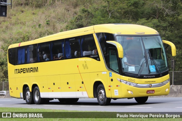 Viação Itapemirim 60043 na cidade de Piraí, Rio de Janeiro, Brasil, por Paulo Henrique Pereira Borges. Número da foto: #12686775.