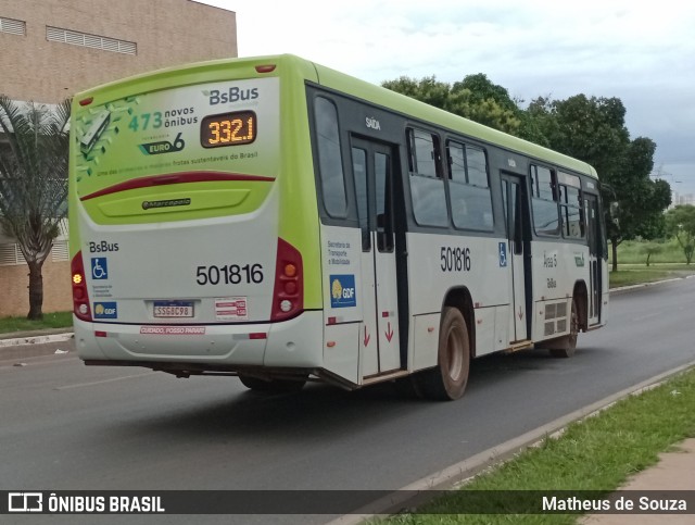 BsBus Mobilidade 501816 na cidade de Águas Claras, Distrito Federal, Brasil, por Matheus de Souza. Número da foto: #12687368.
