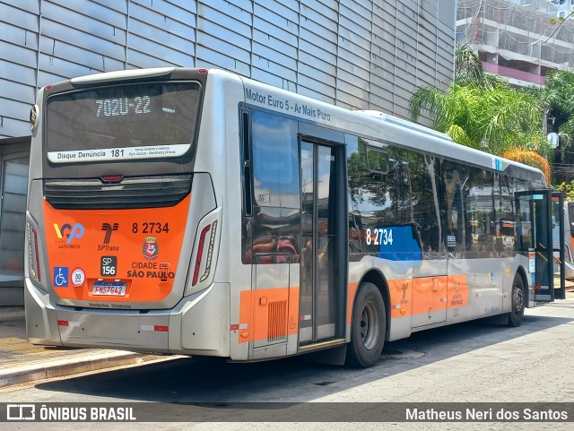 Viação Gato Preto 8 2734 na cidade de São Paulo, São Paulo, Brasil, por Matheus Neri dos Santos. Número da foto: #12610958.