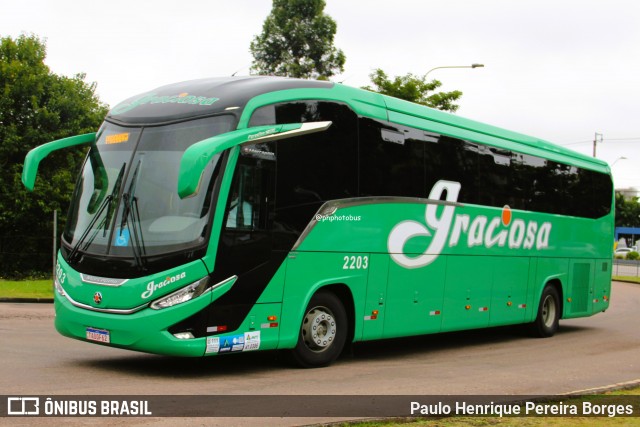 Viação Graciosa 2203 na cidade de Curitiba, Paraná, Brasil, por Paulo Henrique Pereira Borges. Número da foto: #12612298.