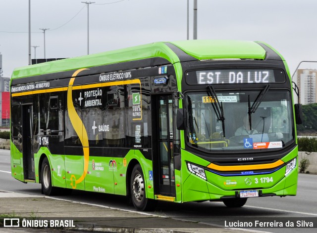 Viação Metrópole Paulista - Zona Leste 3 1794 na cidade de São Paulo, São Paulo, Brasil, por Luciano Ferreira da Silva. Número da foto: #12688432.
