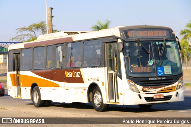 Auto Ônibus Vera Cruz RJ 104.022 na cidade de Duque de Caxias, Rio de Janeiro, Brasil, por Paulo Henrique Pereira Borges. Número da foto: #12614999.