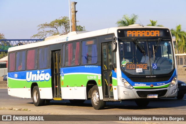 Viação União RJ 204.160 na cidade de Duque de Caxias, Rio de Janeiro, Brasil, por Paulo Henrique Pereira Borges. Número da foto: #12614954.