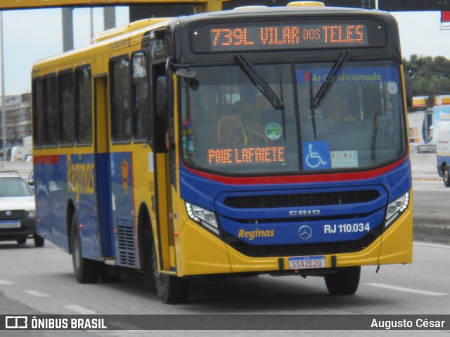 Auto Viação Reginas RJ 110.034 na cidade de Rio de Janeiro, Rio de Janeiro, Brasil, por Augusto César. Número da foto: #12616720.