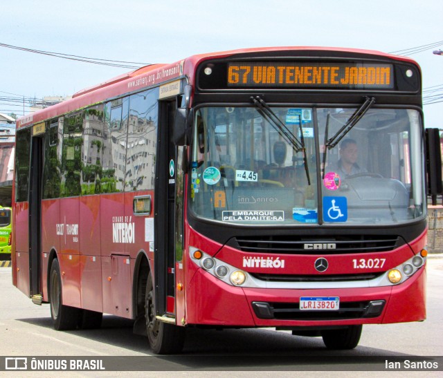 Auto Ônibus Brasília 1.3.027 na cidade de Niterói, Rio de Janeiro, Brasil, por Ian Santos. Número da foto: #12622514.