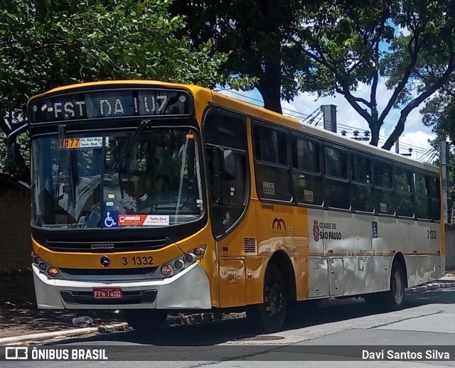 Viação Metrópole Paulista - Zona Leste 3 1332 na cidade de São Paulo, São Paulo, Brasil, por Davi Santos Silva. Número da foto: #12622181.