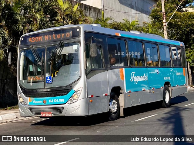 Auto Ônibus Fagundes RJ 101.198 na cidade de Niterói, Rio de Janeiro, Brasil, por Luiz Eduardo Lopes da Silva. Número da foto: #12629794.