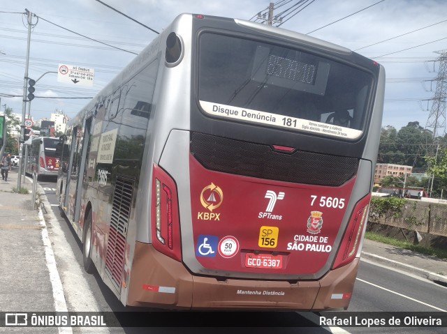 Nova Paineira Transportes Urbanos S.A 7 5605 na cidade de São Paulo, São Paulo, Brasil, por Rafael Lopes de Oliveira. Número da foto: #12627336.