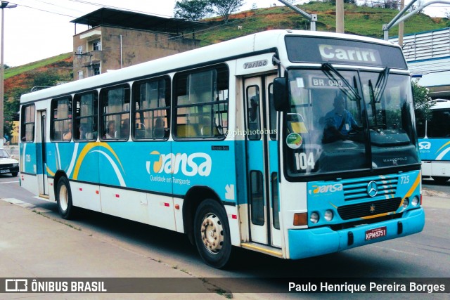 TRANSA - Transa Transporte Coletivo 725 na cidade de Três Rios, Rio de Janeiro, Brasil, por Paulo Henrique Pereira Borges. ID da foto: 11832927.