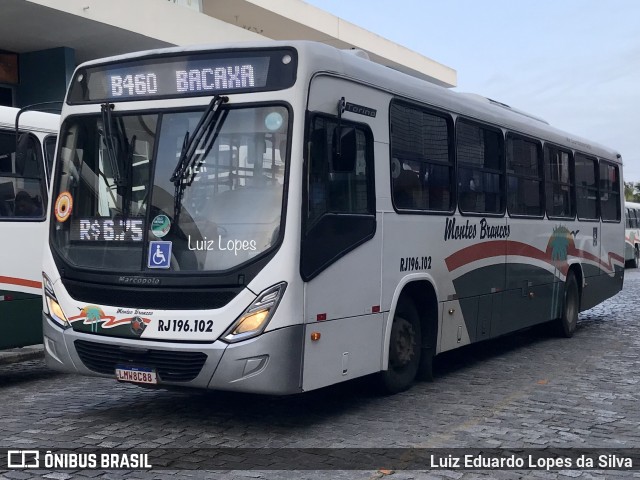 Viação Montes Brancos RJ 196.102 na cidade de Araruama, Rio de Janeiro, Brasil, por Luiz Eduardo Lopes da Silva. ID da foto: 11832001.