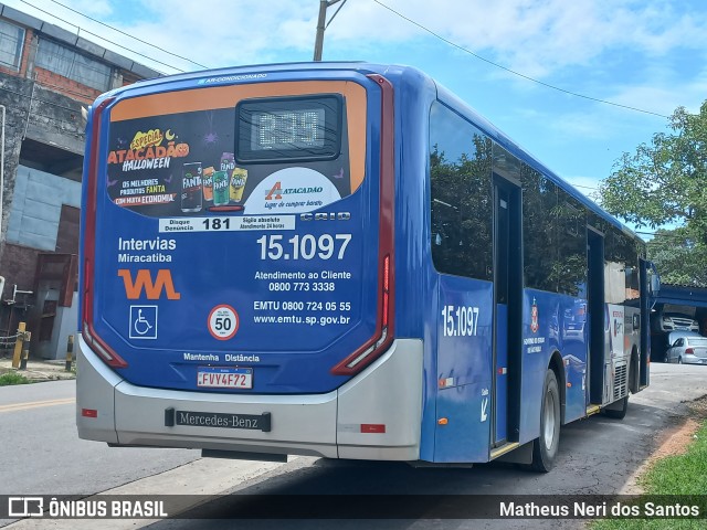 Viação Miracatiba 15.1097 na cidade de Itapecerica da Serra, São Paulo, Brasil, por Matheus Neri dos Santos. ID da foto: 11856033.