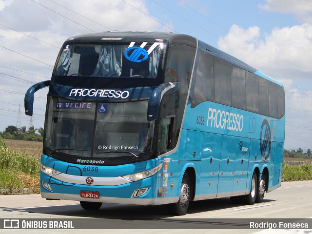 Auto Viação Progresso 6038 na cidade de Messias, Alagoas, Brasil, por Rodrigo Fonseca. ID da foto: 11856331.