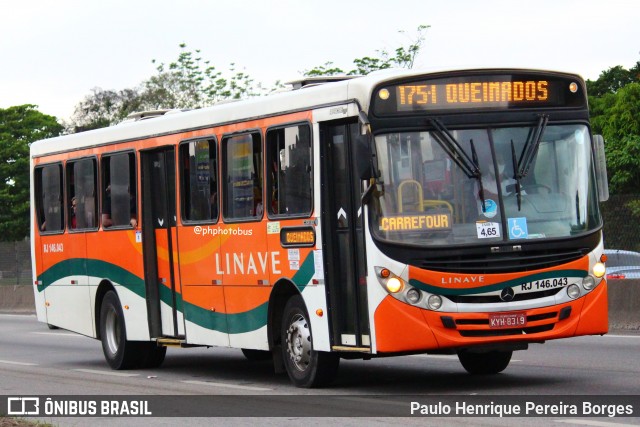 Linave Transportes RJ 146.043 na cidade de Nova Iguaçu, Rio de Janeiro, Brasil, por Paulo Henrique Pereira Borges. Número da foto: #11860203.