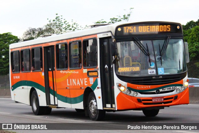 Linave Transportes RJ 146.043 na cidade de Nova Iguaçu, Rio de Janeiro, Brasil, por Paulo Henrique Pereira Borges. ID da foto: 11860203.