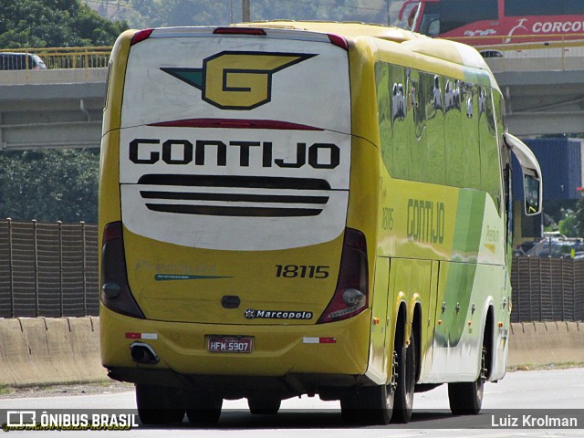 Empresa Gontijo de Transportes 18115 na cidade de Aparecida, São Paulo, Brasil, por Luiz Krolman. ID da foto: 11861487.