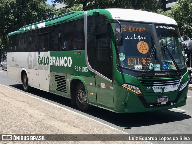 Viação Galo Branco RJ 181.015 na cidade de Rio de Janeiro, Rio de Janeiro, Brasil, por Luiz Eduardo Lopes da Silva. ID da foto: 11869923.