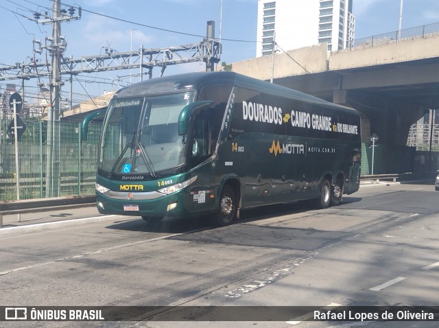 Viação Motta 14003 na cidade de São Paulo, São Paulo, Brasil, por Rafael Lopes de Oliveira. ID da foto: 11872787.