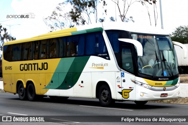 Empresa Gontijo de Transportes 18415 na cidade de Caruaru, Pernambuco, Brasil, por Felipe Pessoa de Albuquerque. ID da foto: 11874273.