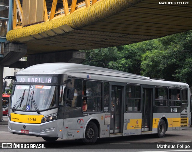 Viação Metrópole Paulista - Zona Leste 3 1489 na cidade de São Paulo, São Paulo, Brasil, por Matheus Felipe. ID da foto: 11883324.