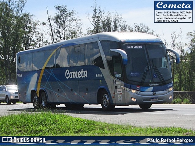 Viação Cometa 14139 na cidade de Pindamonhangaba, São Paulo, Brasil, por Paulo Rafael Peixoto. ID da foto: 11888926.