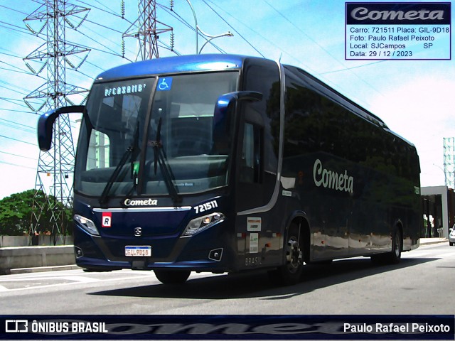 Viação Cometa 721511 na cidade de São José dos Campos, São Paulo, Brasil, por Paulo Rafael Peixoto. ID da foto: 11891578.