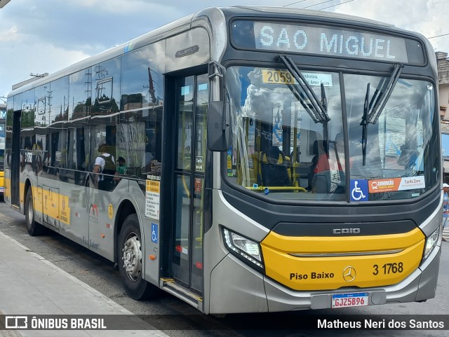 Viação Metrópole Paulista - Zona Leste 3 1768 na cidade de São Paulo, São Paulo, Brasil, por Matheus Neri dos Santos. Número da foto: #11895213.