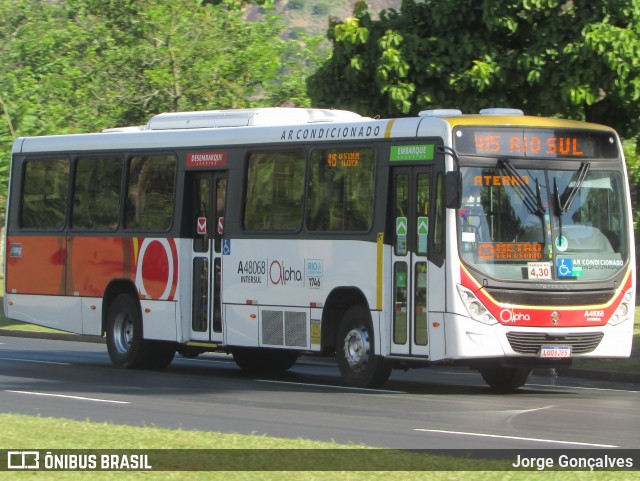 Auto Viação Alpha A48068 na cidade de Rio de Janeiro, Rio de Janeiro, Brasil, por Jorge Gonçalves. Número da foto: #11901755.