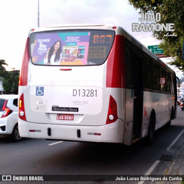 Transportes Barra D13281 na cidade de Rio de Janeiro, Rio de Janeiro, Brasil, por João Lucas Rodrigues da Cunha. ID da foto: 11905848.