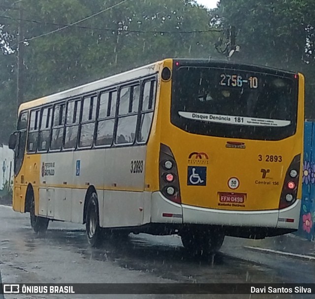 Viação Metrópole Paulista - Zona Leste 3 2893 na cidade de São Paulo, São Paulo, Brasil, por Davi Santos Silva. ID da foto: 11908085.