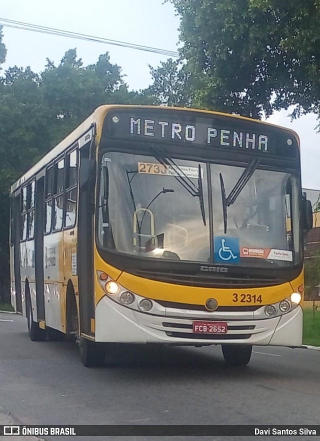 Viação Metrópole Paulista - Zona Leste 3 2314 na cidade de São Paulo, São Paulo, Brasil, por Davi Santos Silva. Número da foto: #11907020.