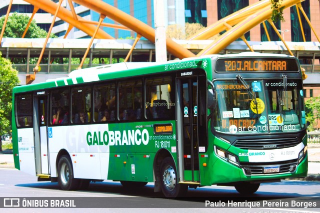 Viação Galo Branco RJ 181.011 na cidade de Rio de Janeiro, Rio de Janeiro, Brasil, por Paulo Henrique Pereira Borges. Número da foto: #11839247.