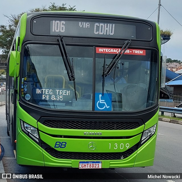 BB Transportes e Turismo 1309 na cidade de Itapevi, São Paulo, Brasil, por Michel Nowacki. ID da foto: 11842135.