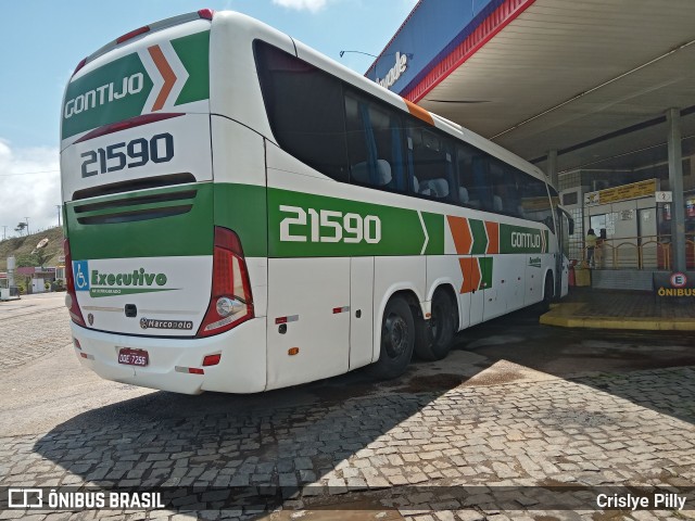 Empresa Gontijo de Transportes 21590 na cidade de João Monlevade, Minas Gerais, Brasil, por Crislye Pilly. ID da foto: 11845372.