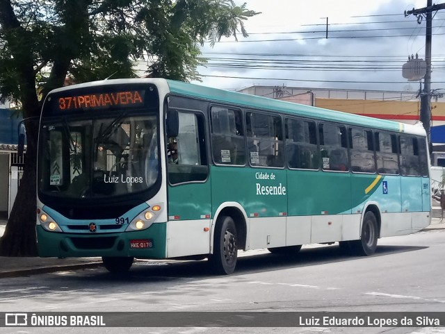 Viação São Miguel 991 na cidade de Resende, Rio de Janeiro, Brasil, por Luiz Eduardo Lopes da Silva. ID da foto: 11846001.