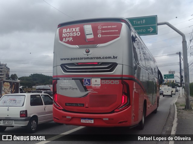 Empresa de Ônibus Pássaro Marron 5505 na cidade de São Paulo, São Paulo, Brasil, por Rafael Lopes de Oliveira. ID da foto: 11846920.