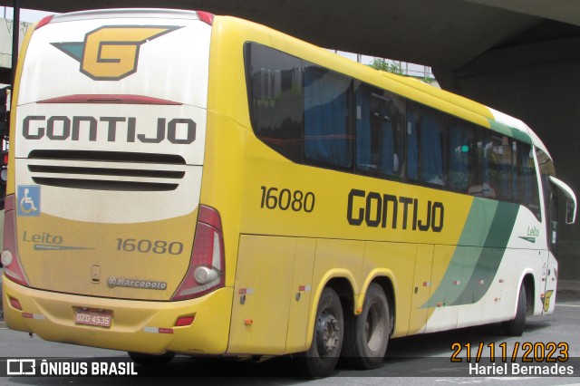 Empresa Gontijo de Transportes 16080 na cidade de Belo Horizonte, Minas Gerais, Brasil, por Hariel Bernades. ID da foto: 11845872.