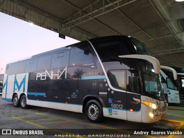 Empresa de Ônibus Nossa Senhora da Penha 58012 na cidade de Balneário Camboriú, Santa Catarina, Brasil, por Andrey  Soares Vassão. ID da foto: 11848383.