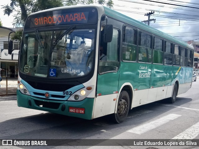 Viação São Miguel 982 na cidade de Resende, Rio de Janeiro, Brasil, por Luiz Eduardo Lopes da Silva. ID da foto: 11848877.