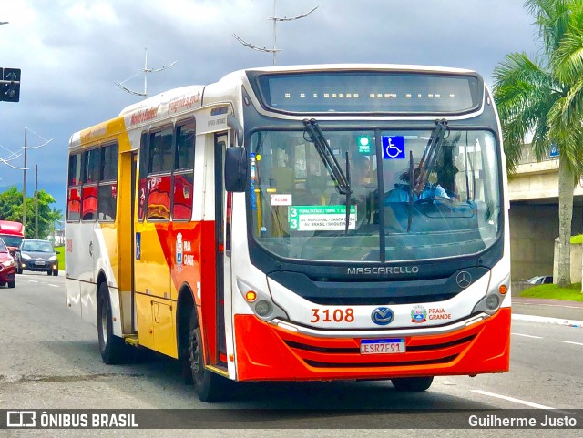 Viação Piracicabana Praia Grande 3108 na cidade de Praia Grande, São Paulo, Brasil, por Guilherme Justo. Número da foto: #11852065.