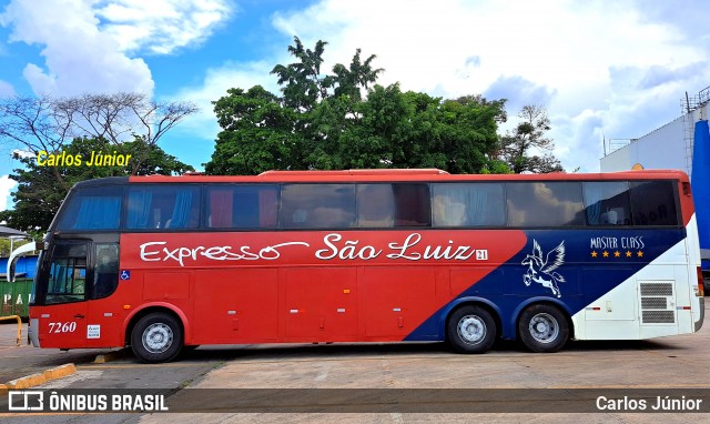 Expresso São Luiz 7260 na cidade de Goiânia, Goiás, Brasil, por Carlos Júnior. Número da foto: #11853379.