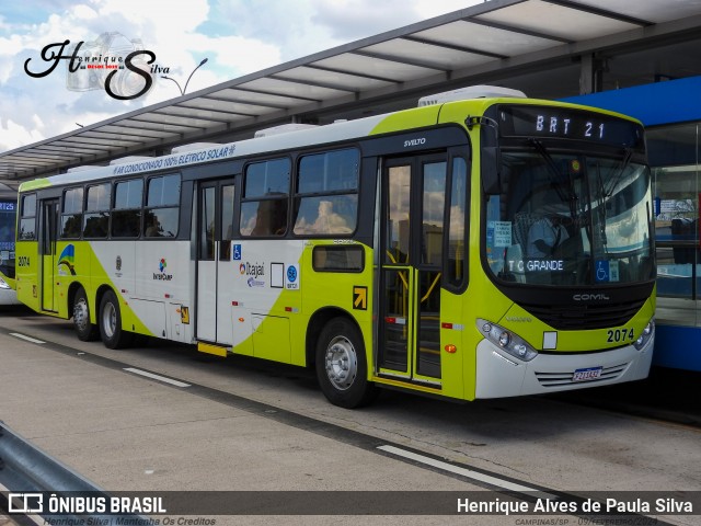 Itajaí Transportes Coletivos 2074 na cidade de Campinas, São Paulo, Brasil, por Henrique Alves de Paula Silva. ID da foto: 11855390.