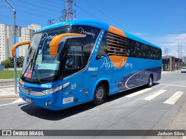Empresa de Ônibus Pássaro Marron 5687 na cidade de São José dos Campos, São Paulo, Brasil, por Jadson Silva. Número da foto: #11909624.