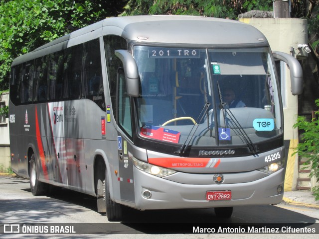 Empresa de Ônibus Pássaro Marron 45205 na cidade de São Paulo, São Paulo, Brasil, por Marco Antonio Martinez Cifuentes. ID da foto: 11933748.