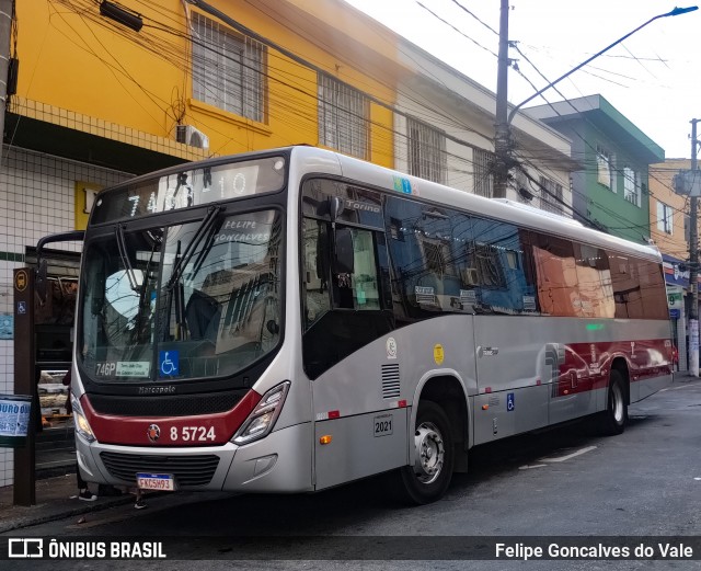 Auto Viação Transcap 8 5724 na cidade de São Paulo, São Paulo, Brasil, por Felipe Goncalves do Vale. ID da foto: 11942544.