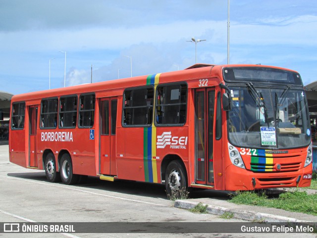 Borborema Imperial Transportes 322 na cidade de Recife, Pernambuco, Brasil, por Gustavo Felipe Melo. ID da foto: 11941511.