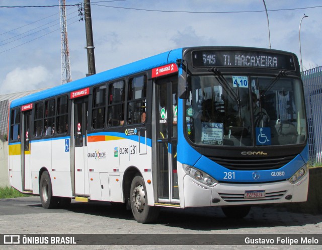 Transportadora Globo 281 na cidade de Recife, Pernambuco, Brasil, por Gustavo Felipe Melo. ID da foto: 11960243.